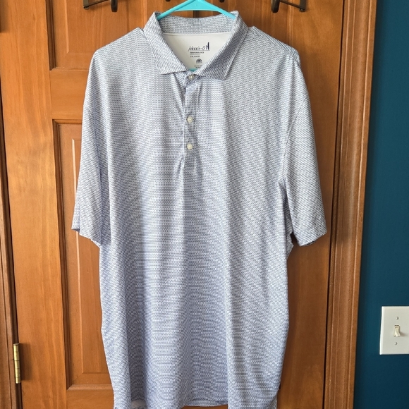 johnnie-O Textured Polo Shirt - Blue, Black and White - Picture 1 of 6